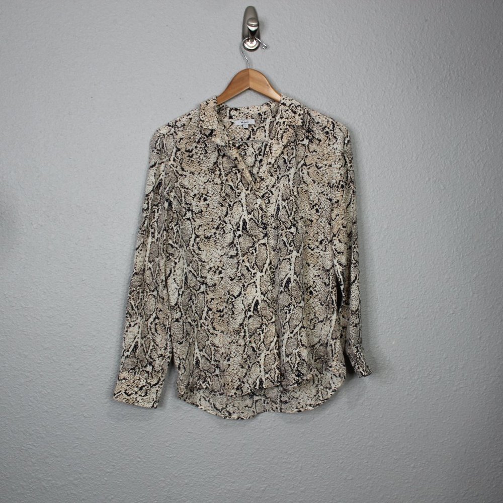 Rails Snakeskin Print Silk Button Down Blouse Sz S - image 2